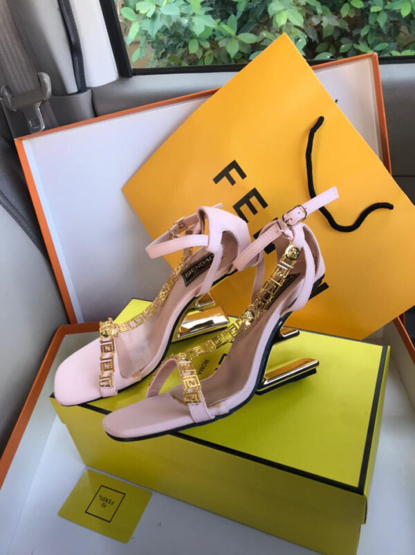 FENDI First Fendace Black Leather Heels | FENDI High Heel Sandals for Women in Pakistan