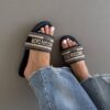 christian dior copy embroidered slipper for women | dior replica flat slippers in pakistan