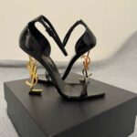 ysl logo heel sandals for women | golden hardware | sandals for women