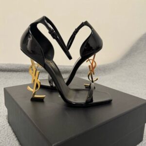 ysl logo heel sandals for women | golden hardware | sandals for women